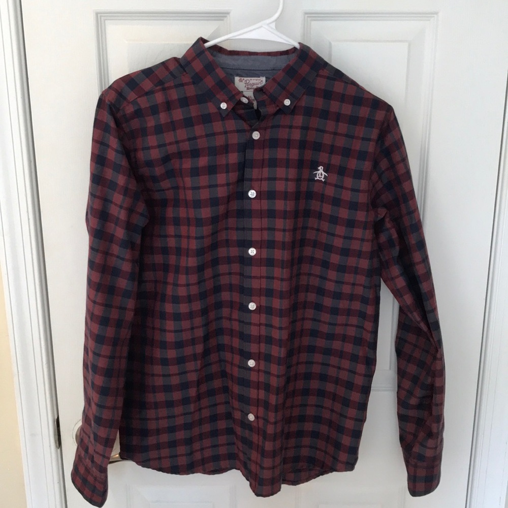 PENGUIN brand casual plaid button-down